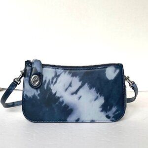 Coach Penn Y2K Shoulder Bag Blue Tie Dye Leather Small Clutch